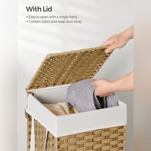 EUC Wicker Laundry Hamper Storage Basket with Lid and Canvas Liner